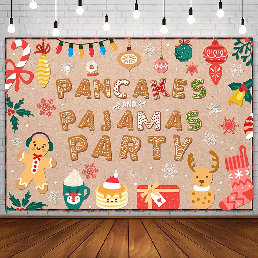 

Avezano Christmas Backdrop Gingerbread Pancake Pajamas Party Gift Winter Snowflake Photography Background Photo Studio Photozone