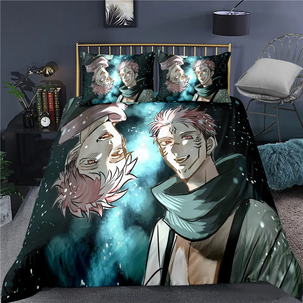 

2/3 Pieces Jujutsu Kaisen Bedding Set Japan Anime Duvet Cover Home Custom Luxury Bed Quilt Cover Single Queen Bed Cover Set