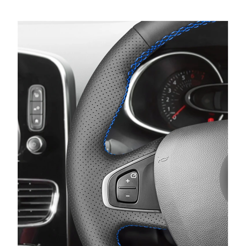 Hand-stitched Black PU Artificial Steering Wheel Cover for Renault Clio 4 (IV) Kaptur Captur 2016 2017 2018 2019 2020