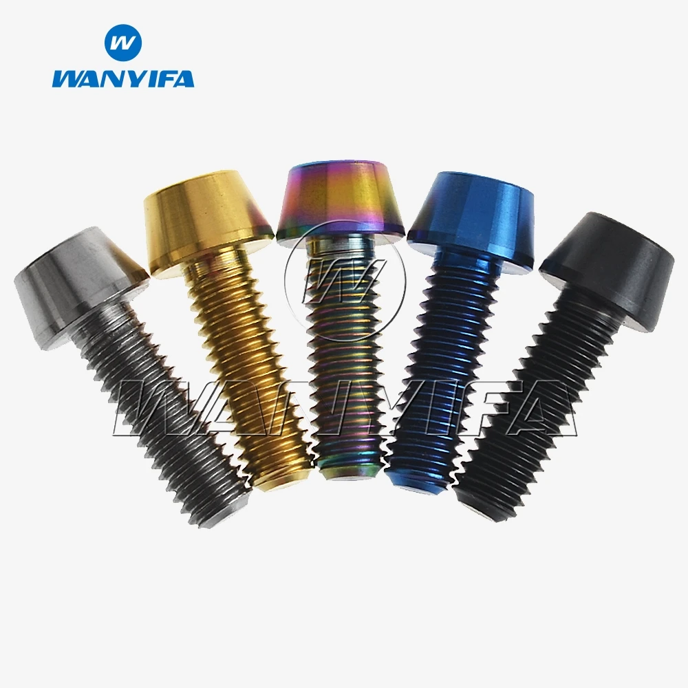 

Wanyifa 4pcs M6x16 18 20 25mm Titanium Alloy Bolt Tapered Head Screw for Cycling Bicycle Bike V-BRAKE & DISC BRAKE