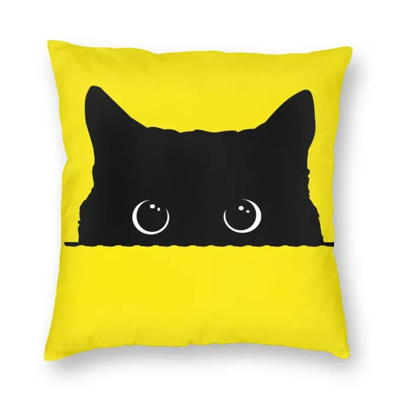 

Black Cat Peeking Cushion Covers Sofa Home Decor Cartoon Meow Square Pillow Case 45x45