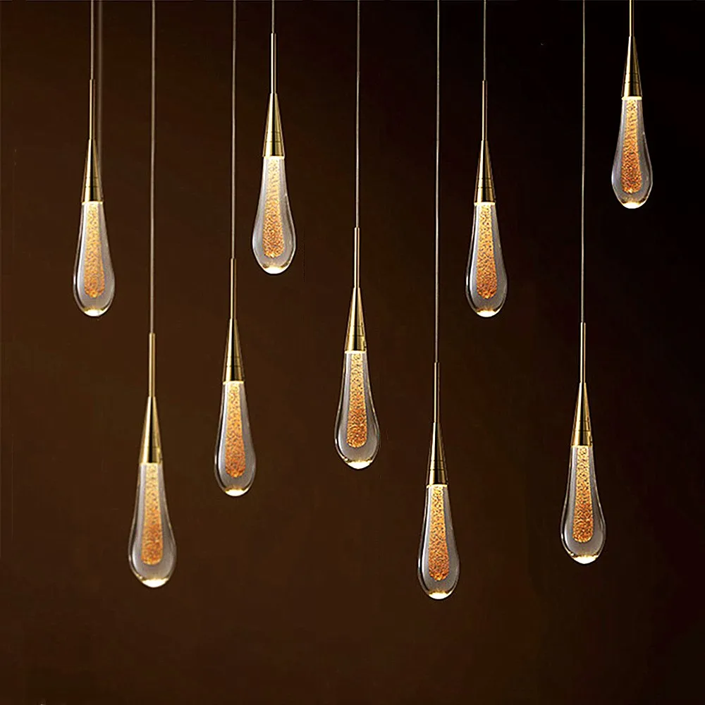 Minimalist drop glass Pendant Light Lamp Luxury Nordic Hanging Lighting Crystal Led Pendant Lamp 3W For Bedroom Foyer Kitchen