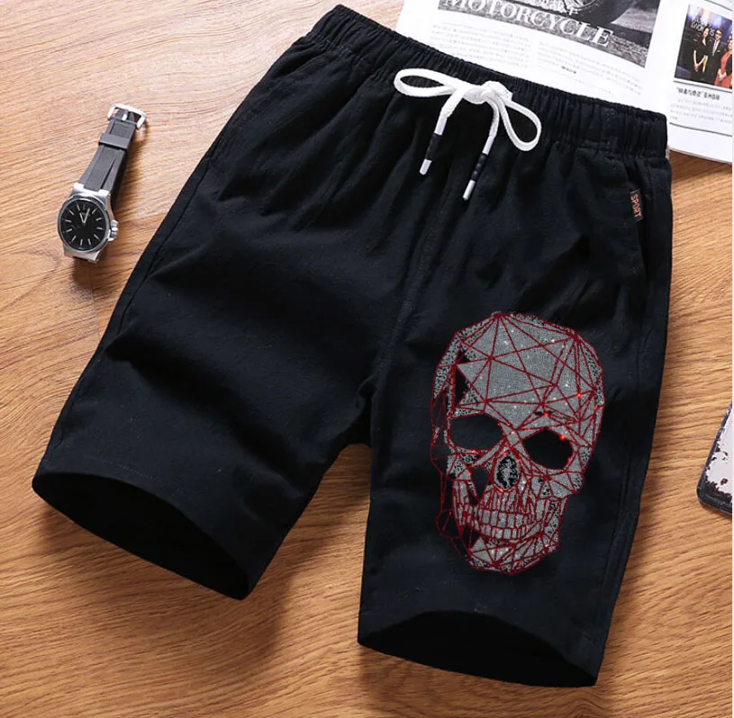 Hot drill  Men Joggers Shorts Mens Rhinestones Short Pants Fitness  Male Beach 