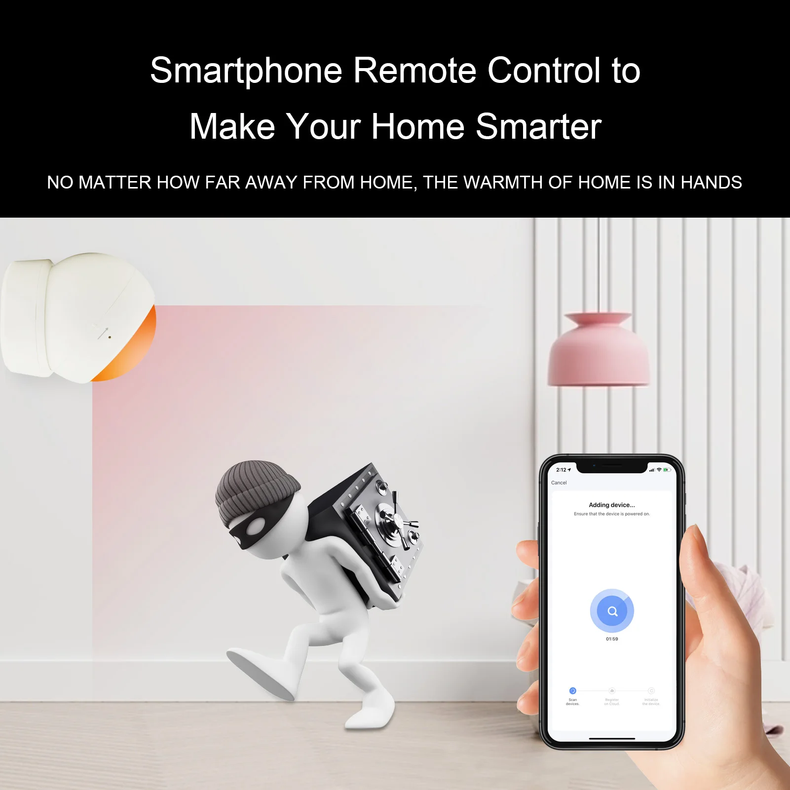 Wolf Guard HW-W09 Mini WiFi PIR Motion Detector Human Infrared Sensor Tuya APP Notification, 5M Detection Distance Alexa Google