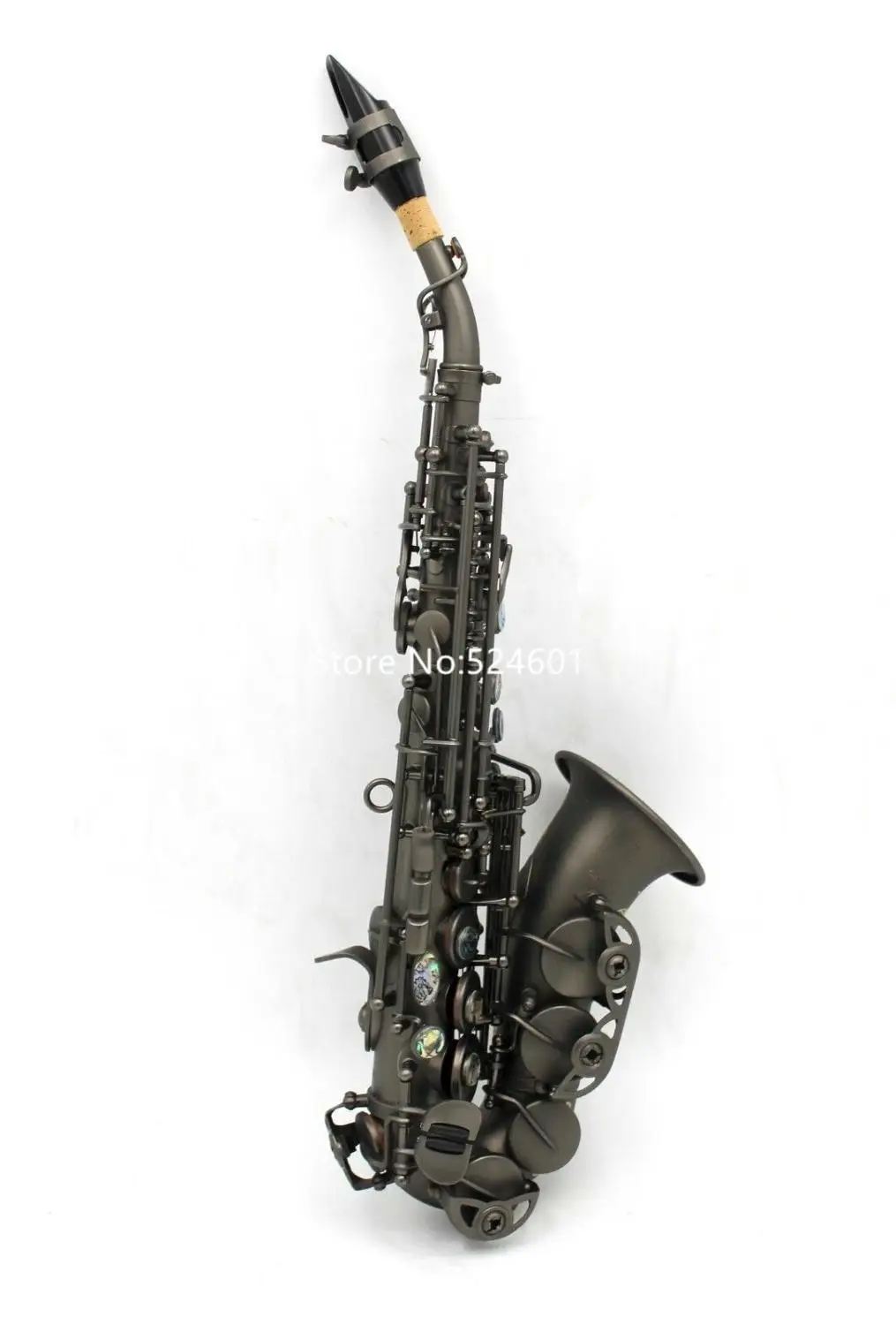 Hot Selling Curved Soprano Saxophone B Flat Matt Black Plated Musical instrument Professional With Case Free Shipping