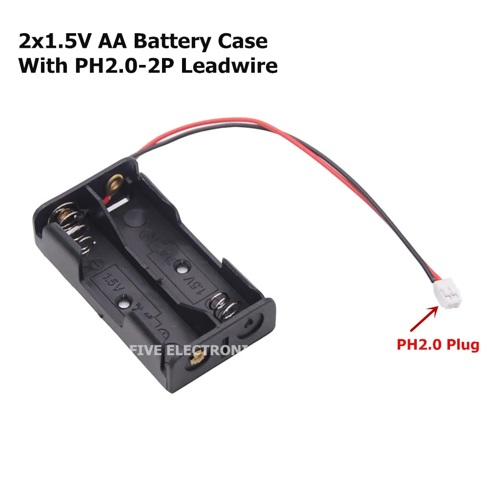 With PH2.0-2P Plug 150mm Leadwire 1/2/3/4x1.5V AA/AAA 3V/4.5V/6V Cell/battery case holder