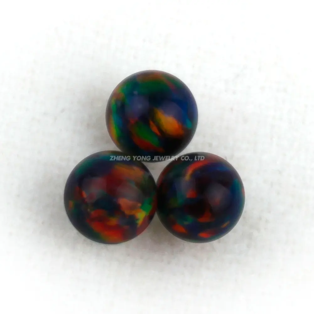 

Black Mix Colors Ball Wholesale Free Shipping 2mm-8mm Synthetic Fire Opal OP32 Black Beads