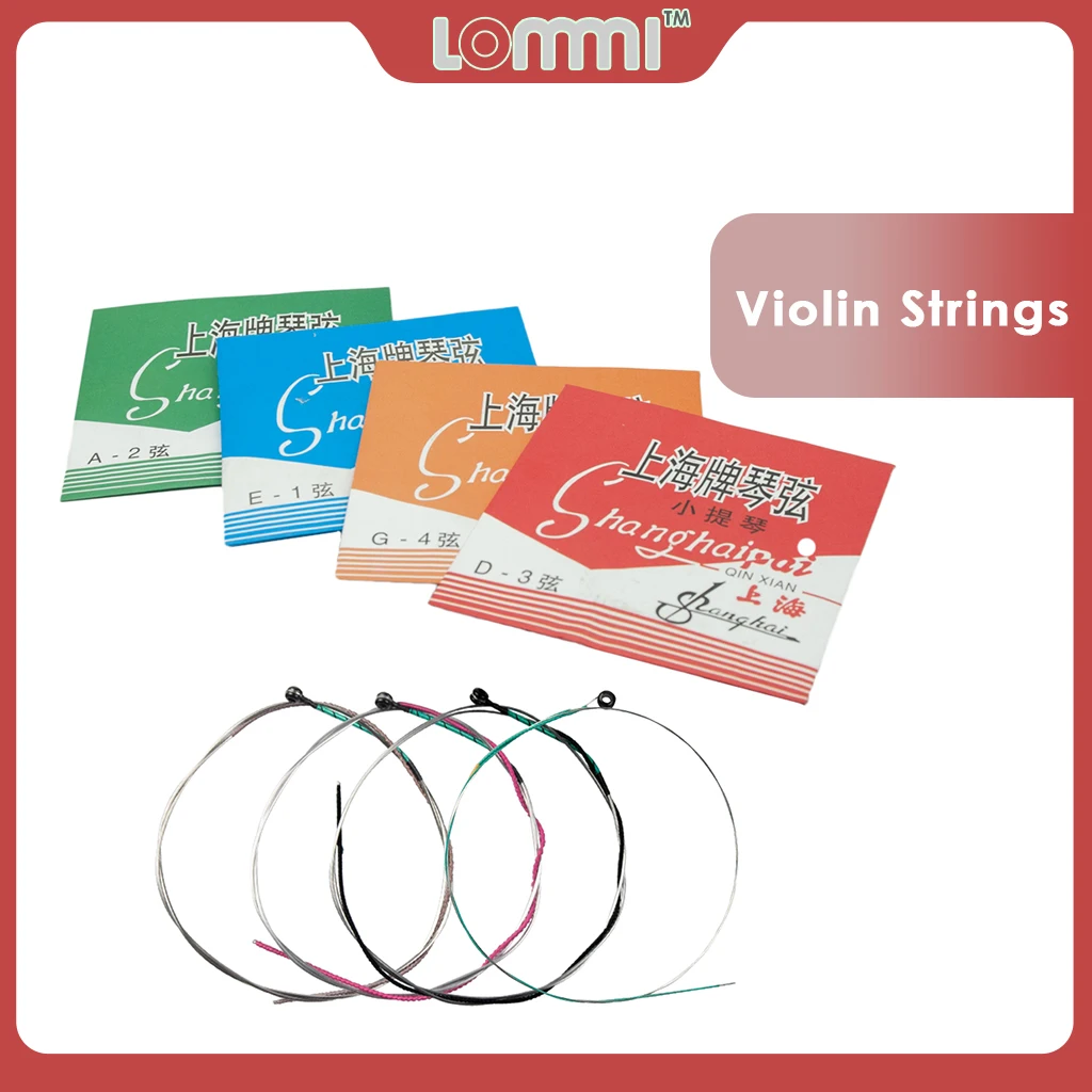 LOMMI 4pcs/1set 4/4 Violin Strings Set E A D G Universal Full Set (G-D-A-E) Violin Fiddle String Steel Core Nickel-silver Wound