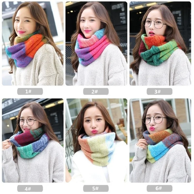 VISROVER Color Scarves Women Winter Knitted Lic Scarf Warm Infinity Snood Ladies Ring Loop Scarf Fashion Unisex Circle Neckchief