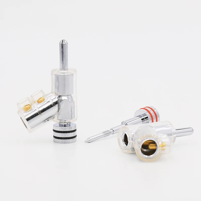 VB202R Hi-End Rhodium Plated Closed Screw Lock Speaker Cable Banana Plug Connector For DIY Speaker Wire Audio/Video Receiver