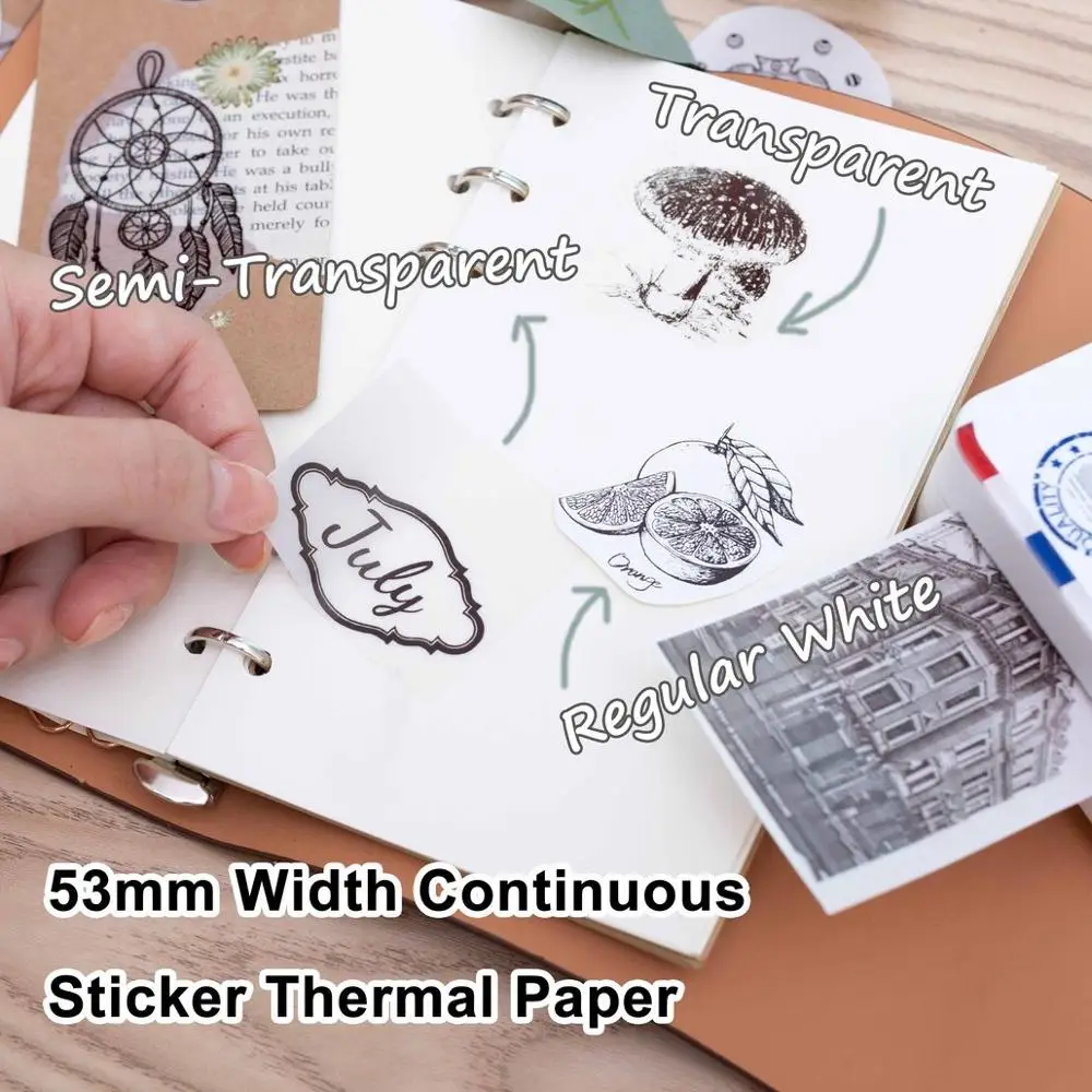 Phomemo 3 Rolls Mixed Transparent/Semi-transparent/Regular Sticker Thermal Paper For Phomemo M02 Series Pocket Printer