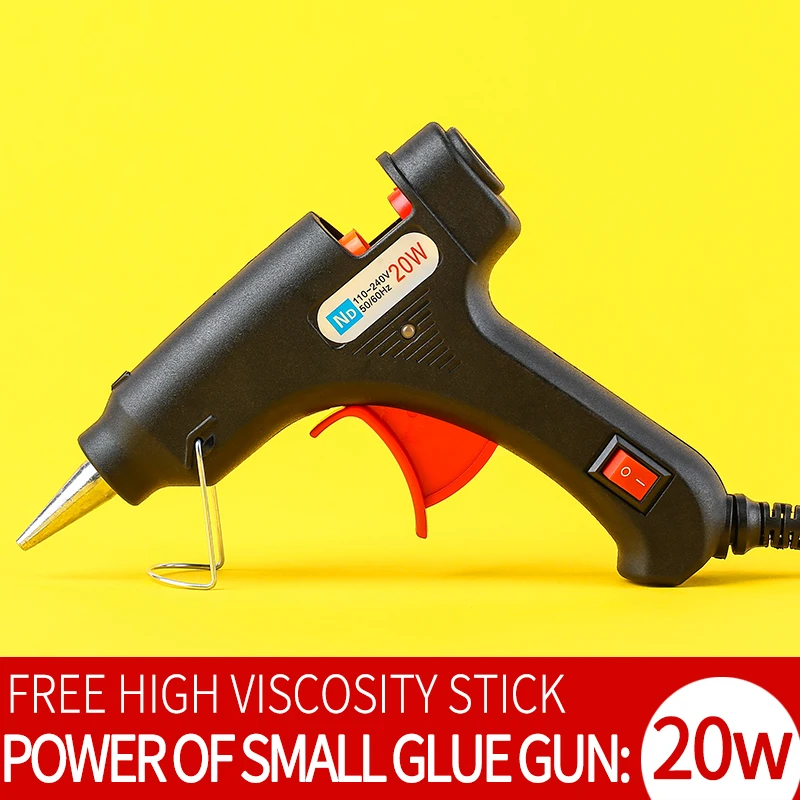 Pistola per colla a caldo per uso domestico piccola potenza manuale stick per colla a caldo fai-da-te 7mm, colore ecologico ad alta viscosità e tran