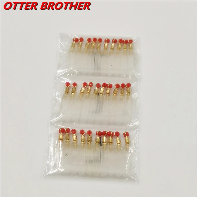 10pcs/lot Fishing Gear float rest Organic silicone float Copper Head Block Rotation Drift Fishing tube Soft core material Tools