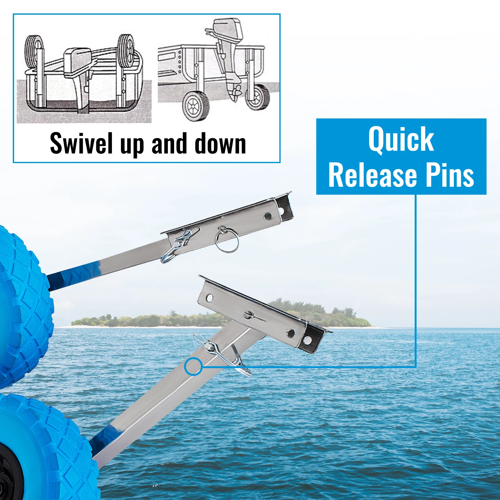 VEVOR Boat Launching Wheels 300 LBS Weight Capacity 304 Stainless Steel Brackets Polyurethane Foaming Wheels Moving Boat Tool