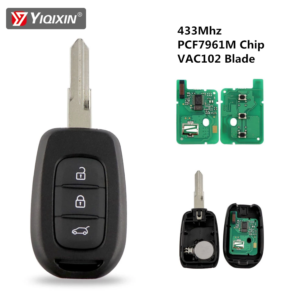 

YIQIXIN 3 Buttons Remote Car Key For Renault Twingo Dacia Duster Sandero Kadjar Captur Symbol 2013-2017 433Mhz PCF7961M Chip