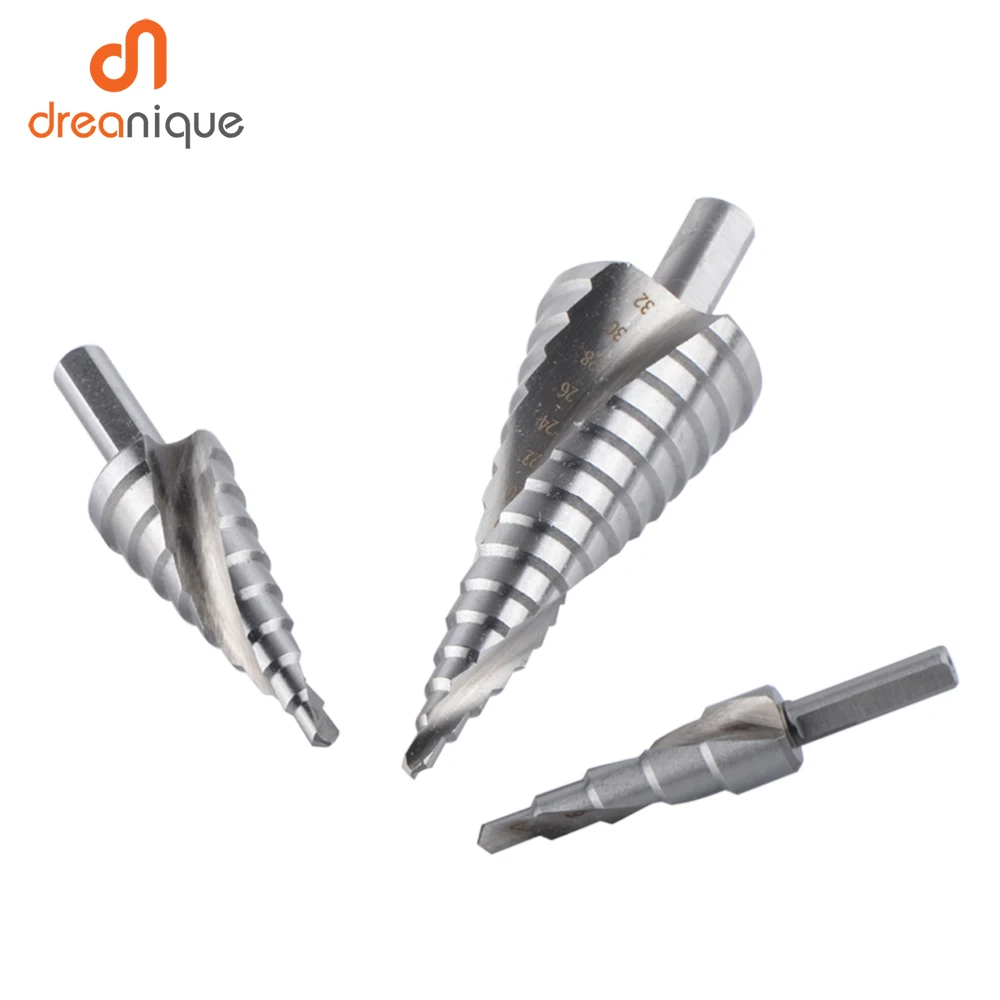 Dreanique Step Drill Bit and Dill Bit Set  4-12 4-20 4-32 HSS 4241 Drilling Power Tools for Metal Wood Hole Cutter Cone Drill