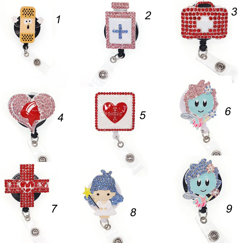 

20pcs/lot 9Styles Retractable Nurse Angel/Bandage/Cross/Aid Case/ medicine bottle ID Badge Holder Nurse for Nurse's Day