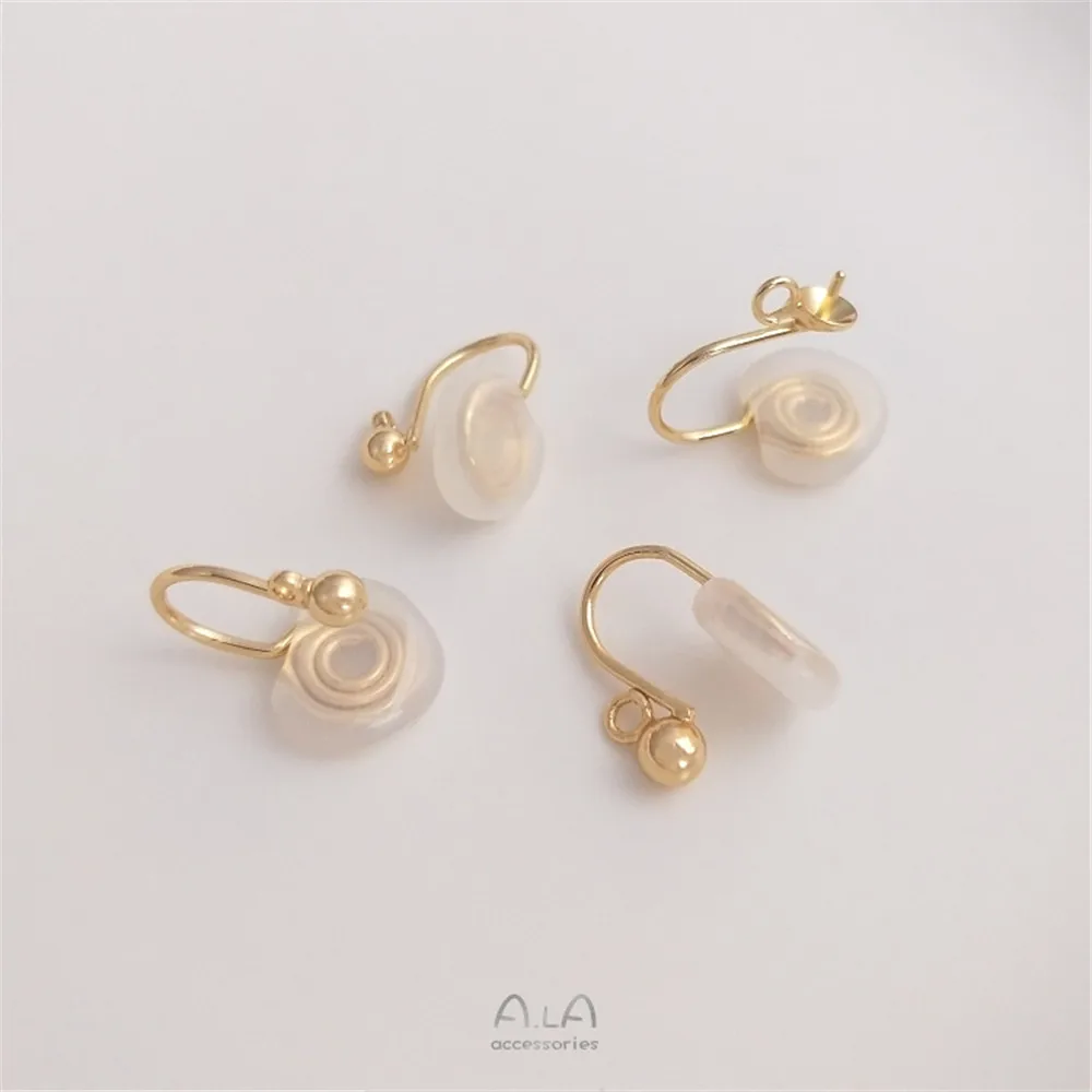 14K Gold Plated Without ear hole, bean ear, mosquito coil, silicone ear bone clip, DIY ear accessories material