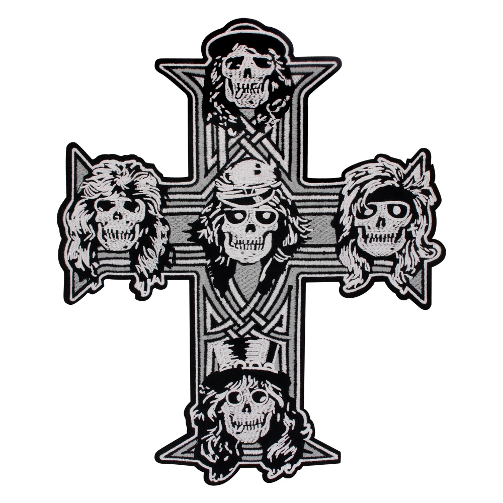 Skull Cross Patch Heart Wings Beauty Girl Sticker Gothic Punk Iron/Sew on Embroidery Motorcycle Clothes Accessories Stripe Badge