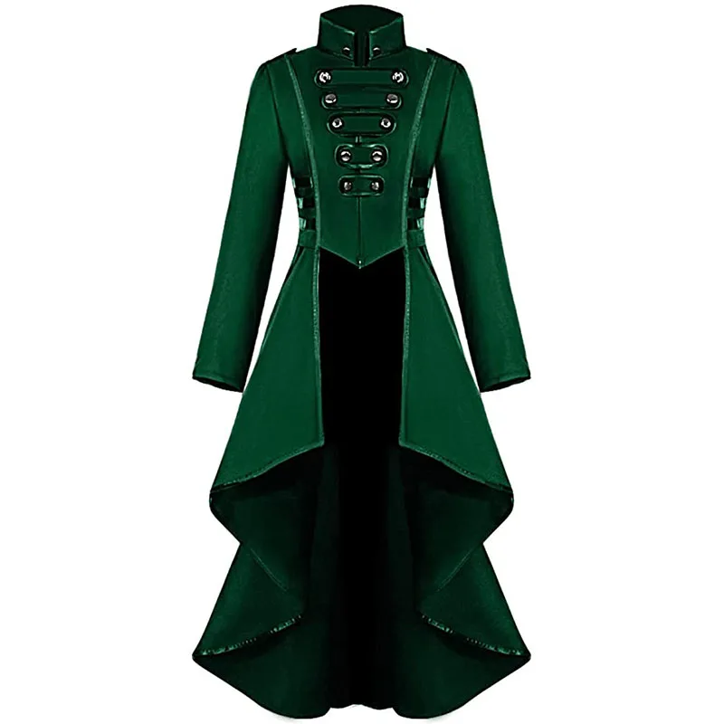 Gothic Steampunk Tailcoat Jacket Women Vintage Irregular Hem Victorian Frock Coat Tuxedo Uniform Medieval Halloween Costumes 3XL