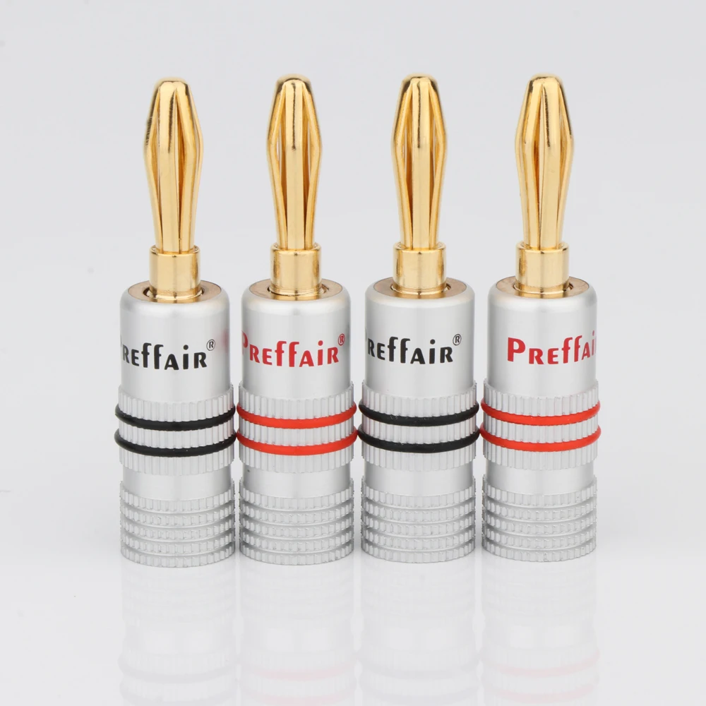 Preffair-BA1468 8pc4mm 폐쇄 나사 24K 금도금 바나나 스피커 플러그 커넥터, 스피커 와이어, 월 플레이트 확장 어댑터