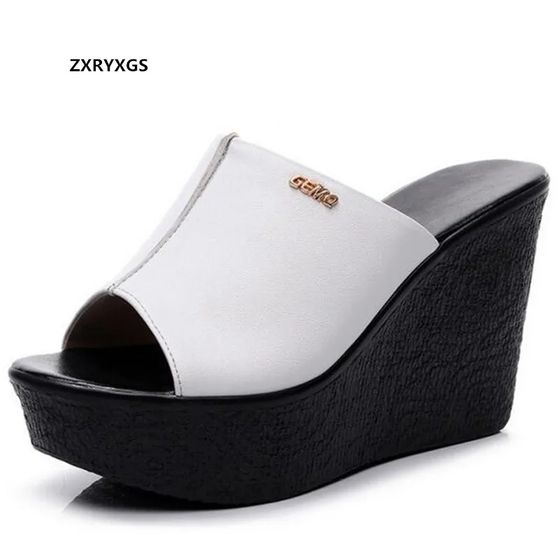 2023 New Fish Mouth Summer Slippers Female Sandals Elegance Platform Increase Slippers Light High Heel Sandals Shoes Size 32-43