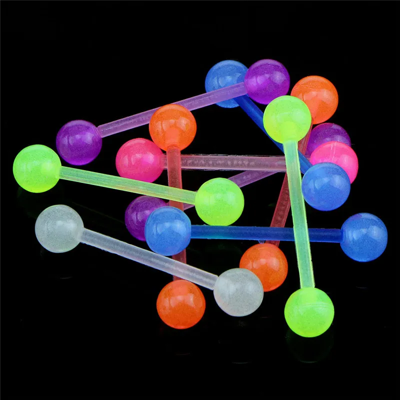 Plastic Tongue Piercing Barbell Rings, Mix Color, 10/20PC