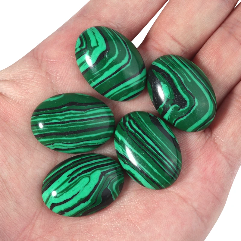 10 pezzi di pietra naturale ovale Flatback 10 x1 4/13 x1 8/18x25mm Cabochon di Malachite per gioielli fai da te che fanno orecchini/accessori di