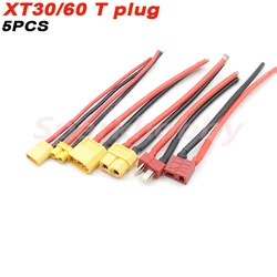 5PCS Sparkhobby XT60 XT30 T plug Connector Male / Female Connector plug Silicone Wire 14/18AWG RC Battery Cable long 100mm
