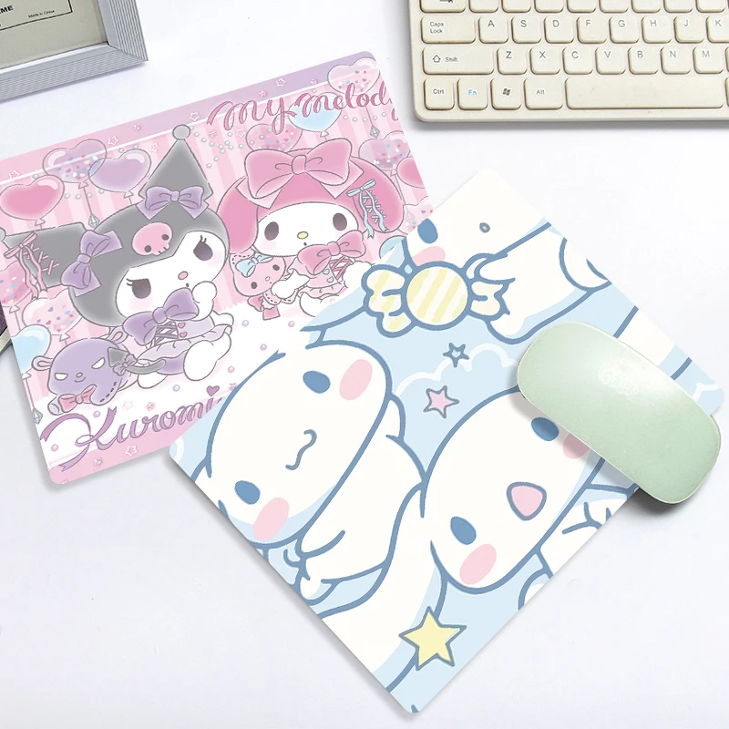 Sanrioed 26Cmx21Cm Kawaii Kuromi My Melody Cinnamoroll Small Square Mouse Pad Anime Cute Thicken Non-Slip Laptop Desk Mat