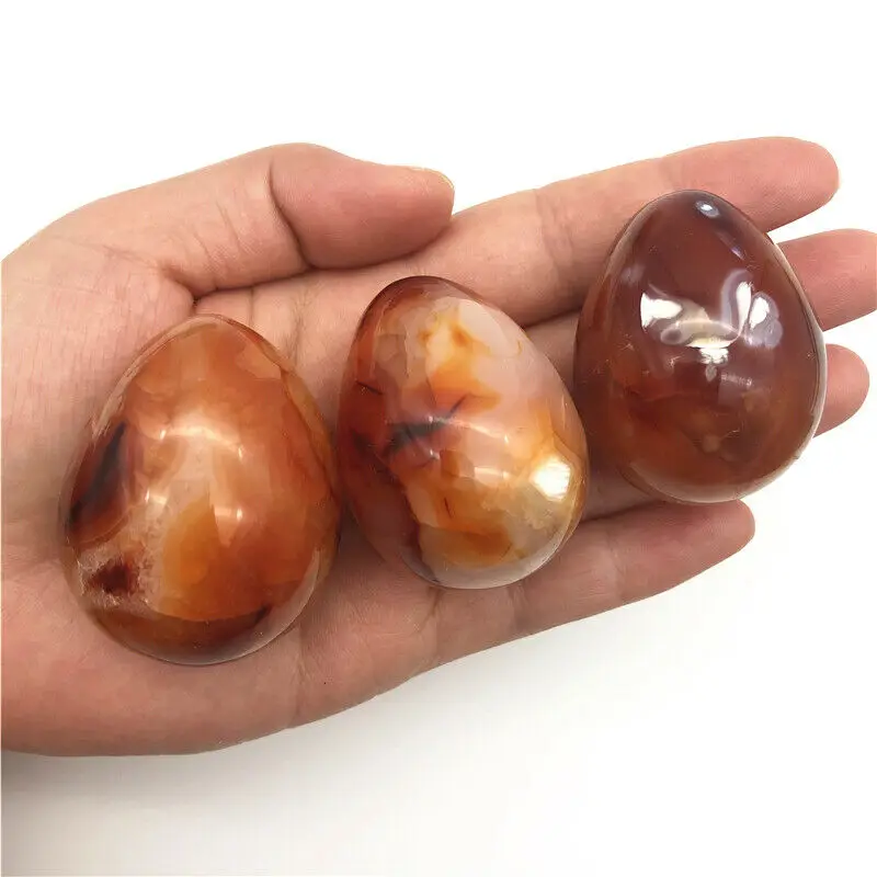 Medium Size Natural Red Orange Carnelian Agate Egg Shaped Geode Polished Stones Natural Quartz Crystals