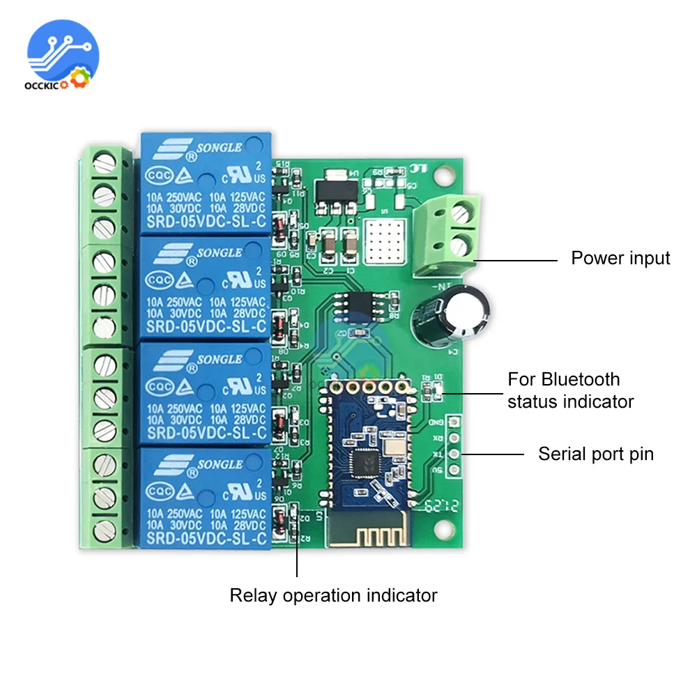 For Bluetooth Relay Module 1 2 4 Way Channel DC 5V/12V Internet Smart Remote Control Mobile Phone Switch Wireless Relay Module