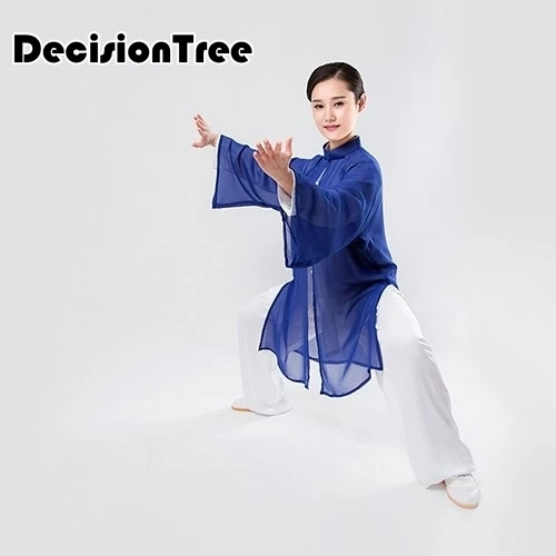 2023 wushu kung fu uniform tai chi suit leisure shawls women single shawls elegant gradient taiji clothes for men chiffon cloak