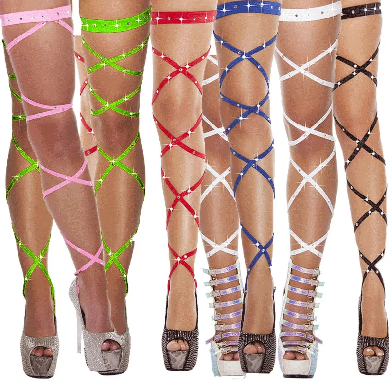 Hot drilling cross strappy stocking Sexy Lingerie Fishnet Bandage Body Stockings  l Long Pantyhose