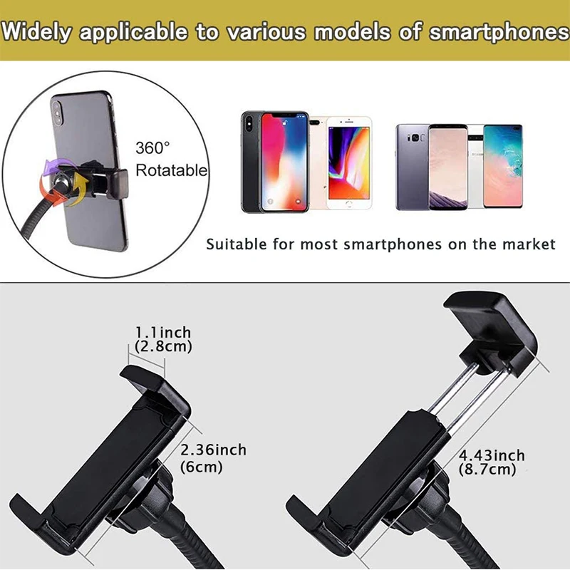 Flexible Desk Mobile Phone Holder Monopod Mount Bracket with LED Ring Flash Light Lamp Tabletop Stand Tripods for Video Bloggers