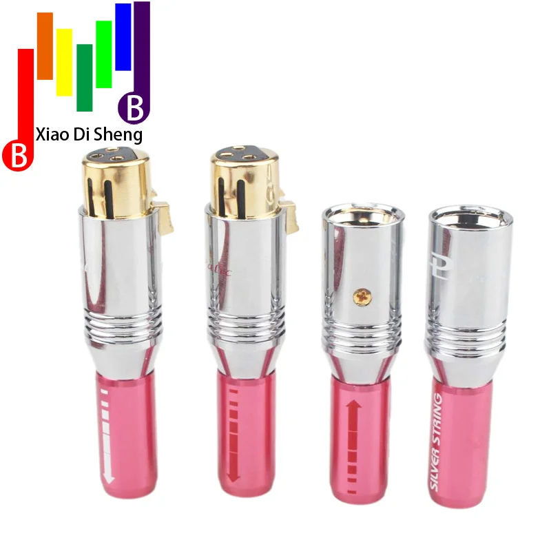 4 PCS HiFi Balanced Interface XLR Plug 24K gold Plated femalemale xlr 3 pin Mic Microphone Audio Connector For Diy