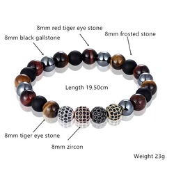 2020 Fashion Tiger Eye Hematite Black Obsidian Beads bracelet 8mm Natural stone Bracelet Men's Bracelet Women Bracelet Pulseira