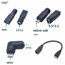 90 Degree Female DC 5.5*2.1mm to Micro USB Jack Converter 5Pin DC Power Charger Adapter Connector for Laptop Tablet Mobile Phone