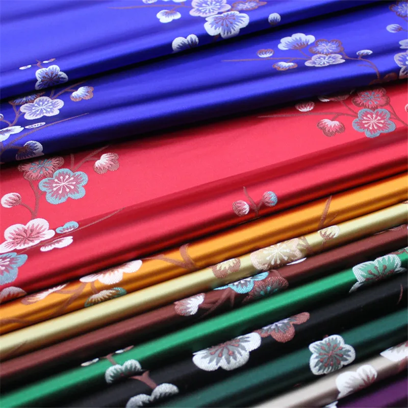 NEW48 Blue/Green/Red/Orange Flower Embroidery Chinese Style Jacquard Brocade Fabrics For Dress/Decoration DIY Sewing Materials