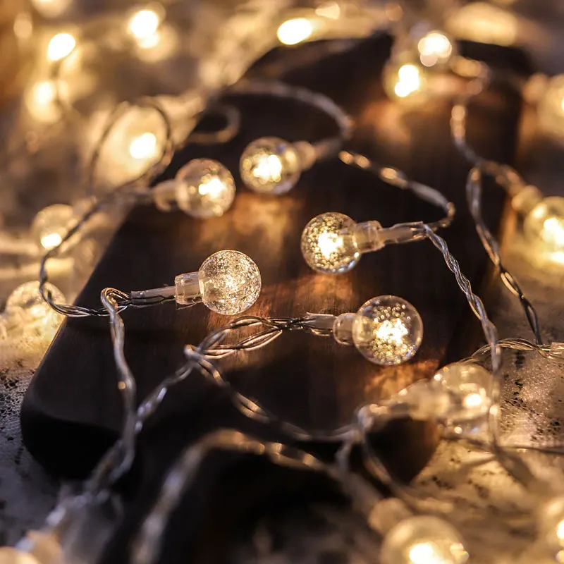 Guirlande lumineuse Led Gypsophila à bulles, éclairage de vacances, batterie, alimentation USB, décoration d\'intérieur pour noël et mariage