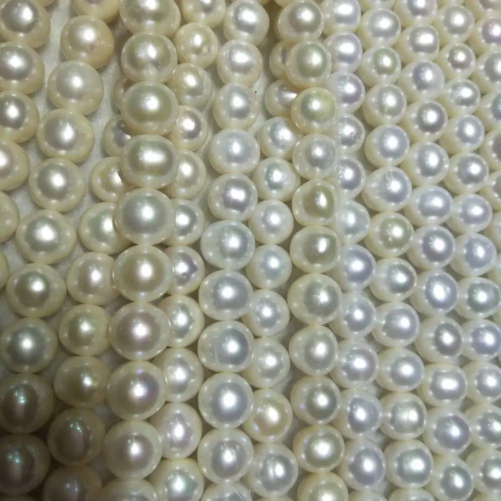 Free shipping,DIY PEARL BEADS,16 inch,9-10 mm white very near round 100% nature freshwater pearl without nuclear,high luster