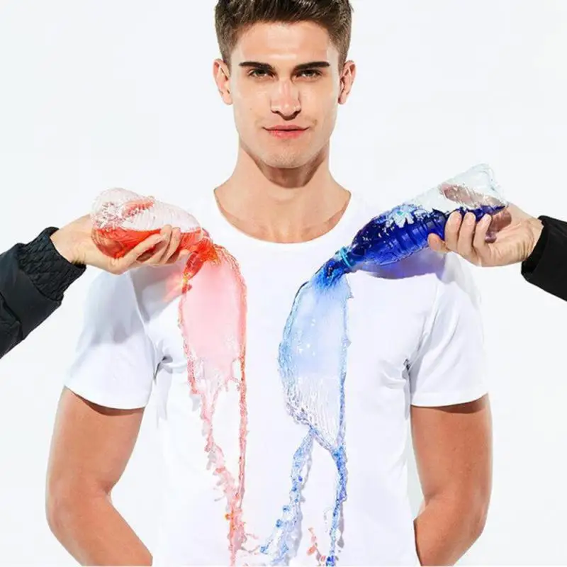 Anti-fouling T-Shirt Unisex Hydrophobic Waterproof Dirt Proof Tops T-shirt Stain Resistant Fabric Fast-dried Tops Tees