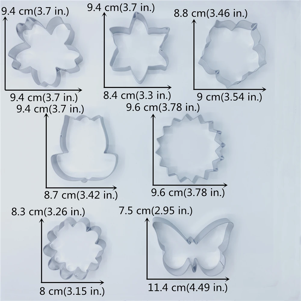 KENIAO Spring Flower Cookie Cutter - Daisy Tulip Lily Kapok Cherry Blossom Sunflower Butterfly Biscuit Mold - Stainless Steel