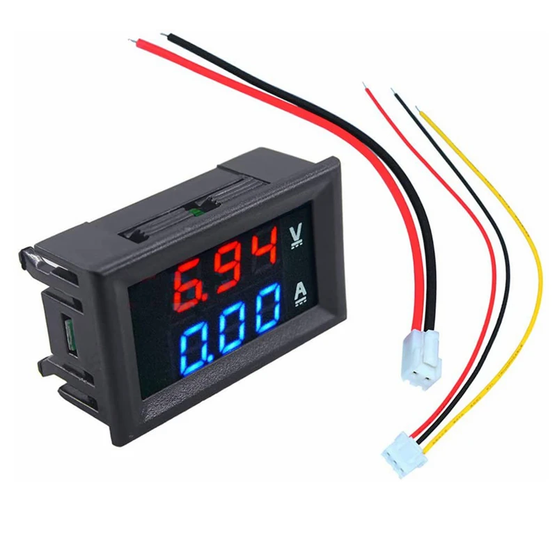 DC 100V 10A Voltmeter Ammeter Blue Red LED Amp Dual Digital Volt Meter Gauge Dual LED Display Voltage Current Meter Tester