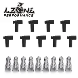 LZONE - 9 pcs / set Universal Hei Style Distributor End Spark Plug Wire Rubber Boots & Stainless Steel Ends JR-SSC02