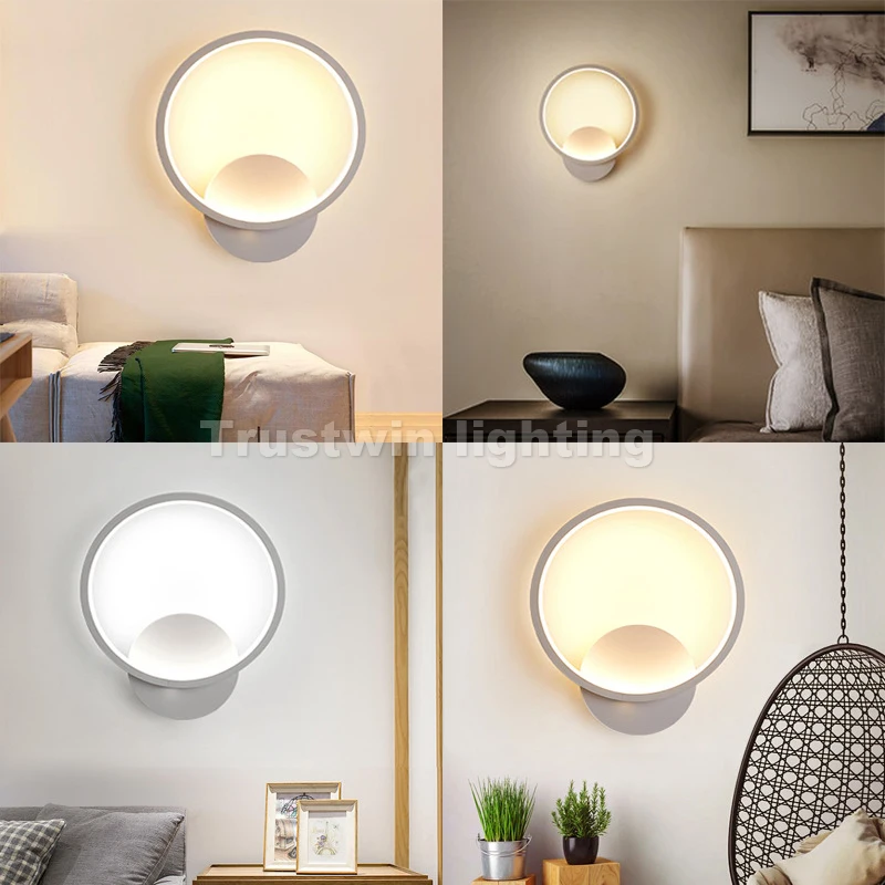 Round ring LED wall light lamp foyer sitting living dinning room corridor bedside LED wall sconce lamp with white black color