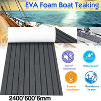 2400x600x6mm Self-Adhesive EVA Foam Faux Teak Decking Sheet Marine Flooring Boat Decking Sheet Gray Black Striped Pad Mat