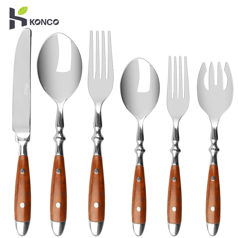 Classic Cutlery Set Steak Knives Fork Spoon Flatware Dinnerware Stainless Steel Tableware Laguiole Style Teaspoon Cutleries