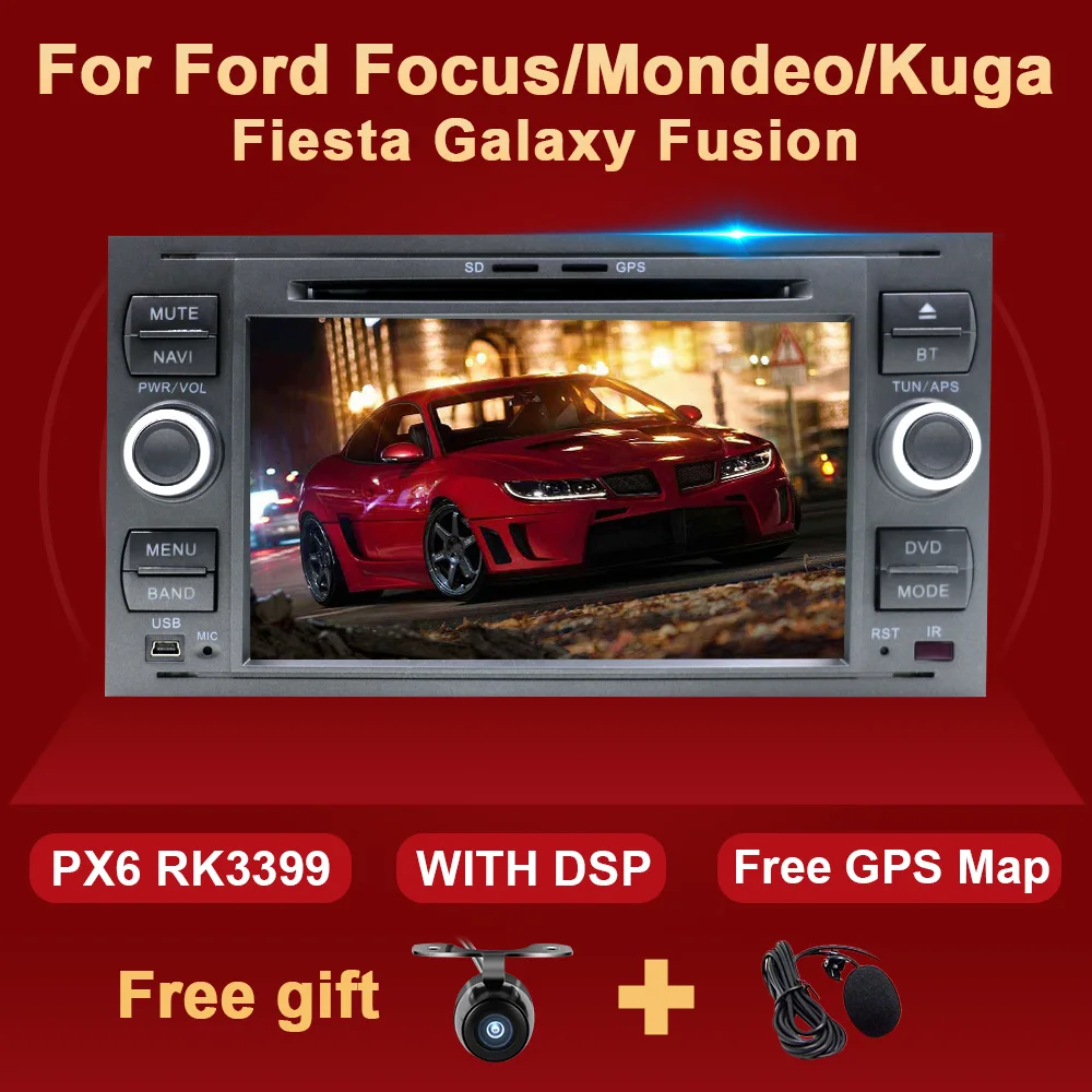 2 Din Android Car DVD Radio For Ford Focus 2 3 mk2 Fiesta Mondeo 4 S C MAX Galaxy transit Fusion Connect kuga Multimedia GPS DSP