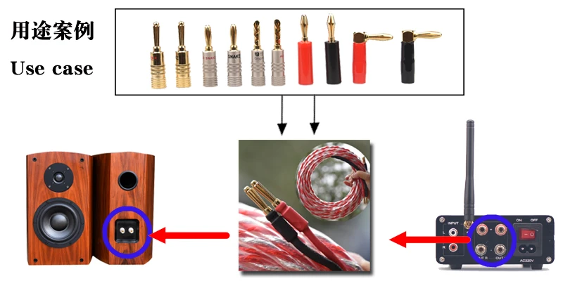 HIFIDIY LIVE 4 Stück/Set 4 mm reines Kupfer vergoldeter Bananenstecker-Anschluss für Audio-Video-Lautsprecher-Adapter, Terminal-Anschluss-Set – Detail 9